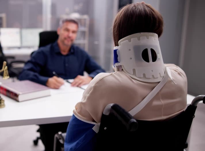 A client discussing case with Neck Injury Lawyer